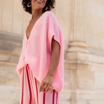 MQTIME  -  Women's Y2K Basic Loose Fit Short Sleeve Knitwear Cardigan Solid Color Button Down Deep V-Neck Lightweight Sweaters